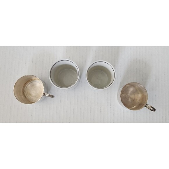 Cristofoli Prata 90 Set of 2 Ceramic Espresso Cups with Silver Plated Holders - Picture 3 of 4